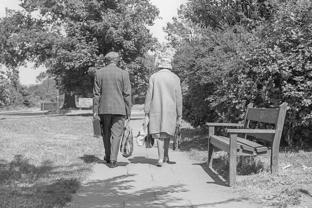 elderly walking in park